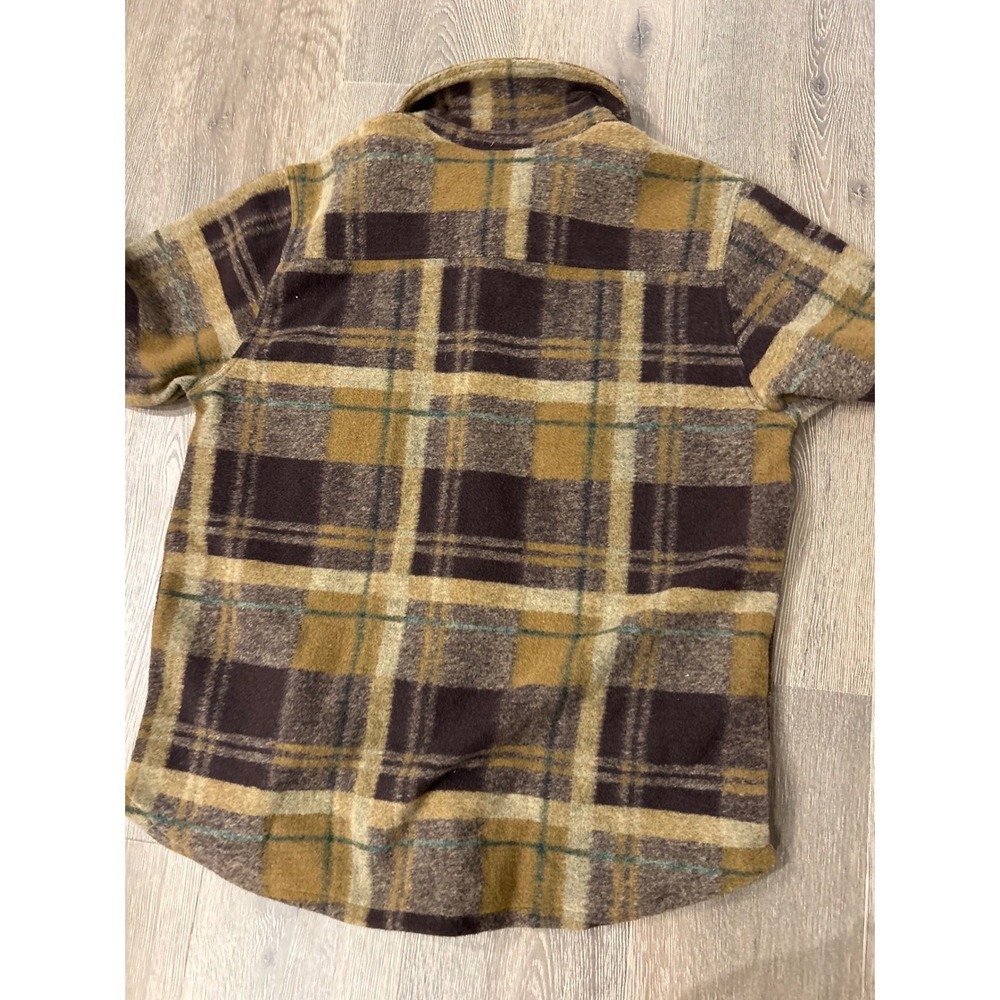 Marled Reunited Clothing Mens Plaid Flannel Shirt Jacket Elbow Patches Brown M - Picture 10 of 10